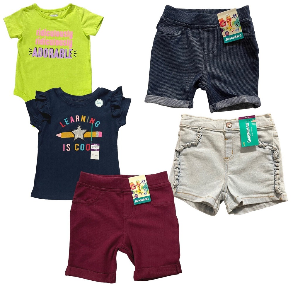 Garanimals Baby Girls Tops and Shorts Outfits Set‎ Size 12M Multicolor Lot of 5